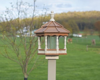 SMALL Poly spindle bird feeder | Premium wood grain model | Birch & Mahogany | Amish handmade