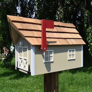 Mailbox | Amish Mailbox| Wood Mailbox| Amish Handmade | Made in USA | Beige