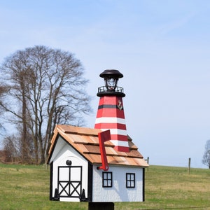 Lighthouse Mailbox | Amish mailbox |  Solar light mailbox | Amish handmade | Made in USA