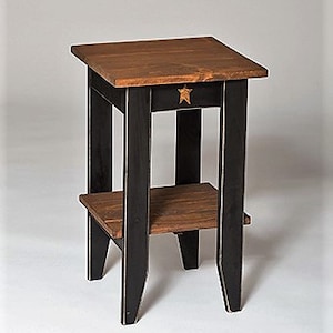 Primitive End Table, Rustic  Square End Table  Modern Walnut Stain Amish handcrafted Made In USA