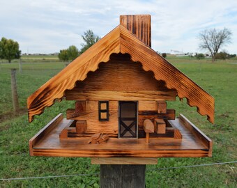 Log Cabin Bird Feeder Log Cabin Handcrafted Amish Handmade Etsy
