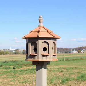 Bird House Poly Gazebo birdhouse 8 holes with 4 rooms Amish Handmade Made in USA small CLAY AND CEDAR