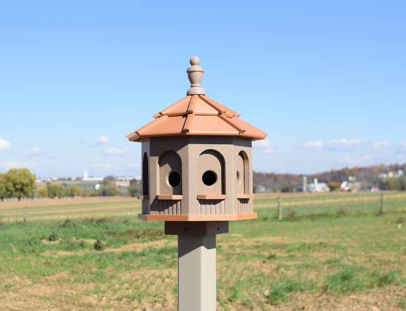 Bird House Poly Gazebo birdhouse 8 holes with 4 rooms Amish Handmade Made in USA small image 9