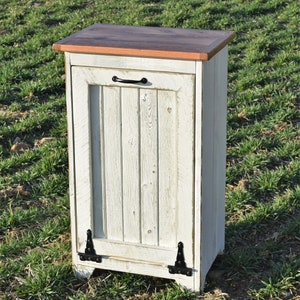 Reclaimed wooden trash can | Wood trash bin | Kitchen cabinet | Amish handmade | made in usa