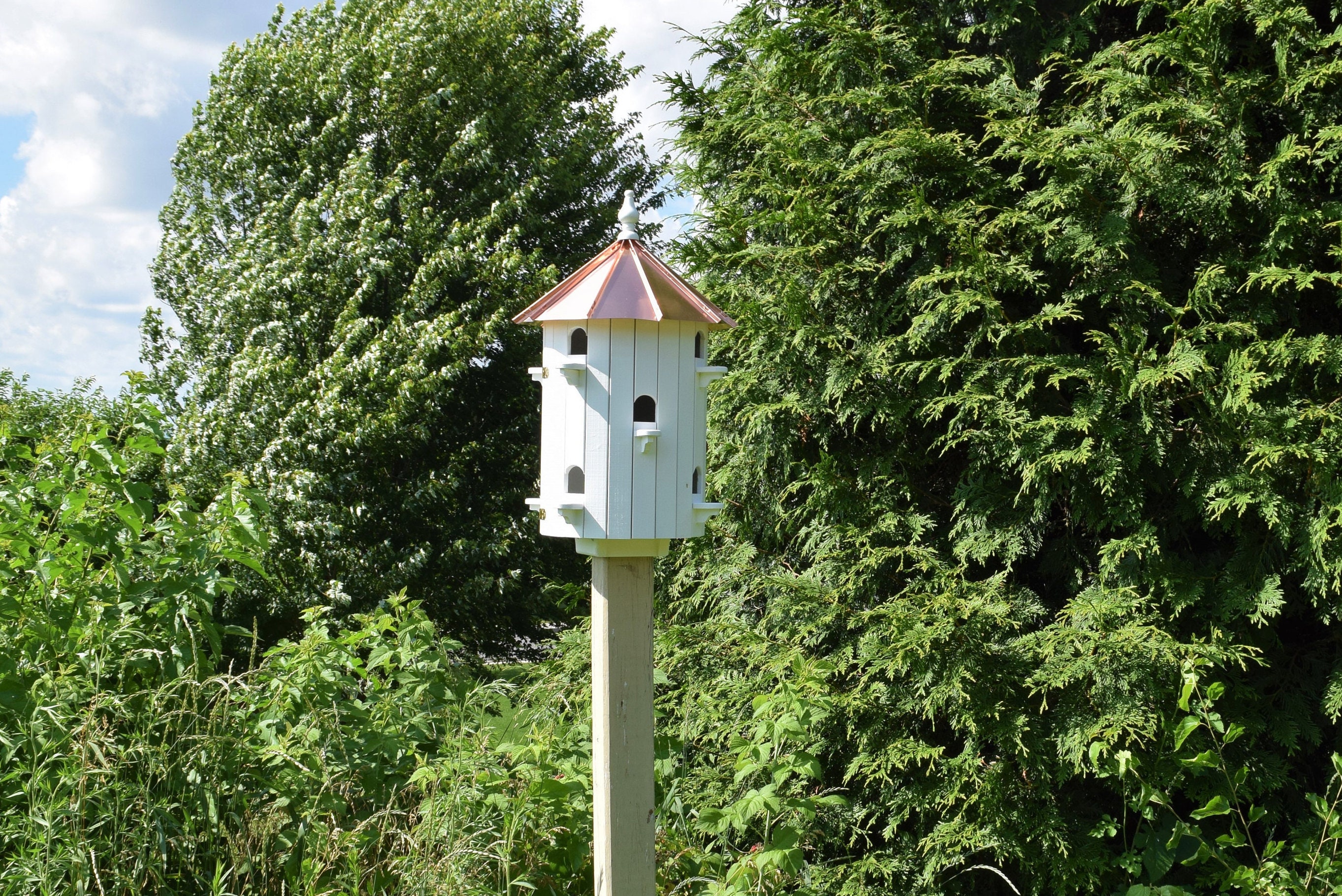 Large birdhouse | Amish handmade birdhouse | Low roof | 10 holes | Made in USA