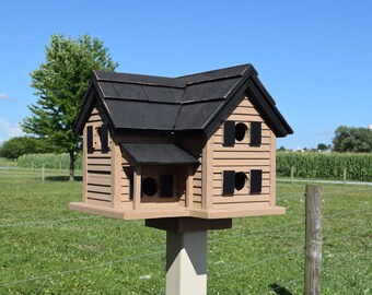 Cottage Birdhouse | Reclaimed Wood | Amish Handmade | Made in USA | Stain & Black