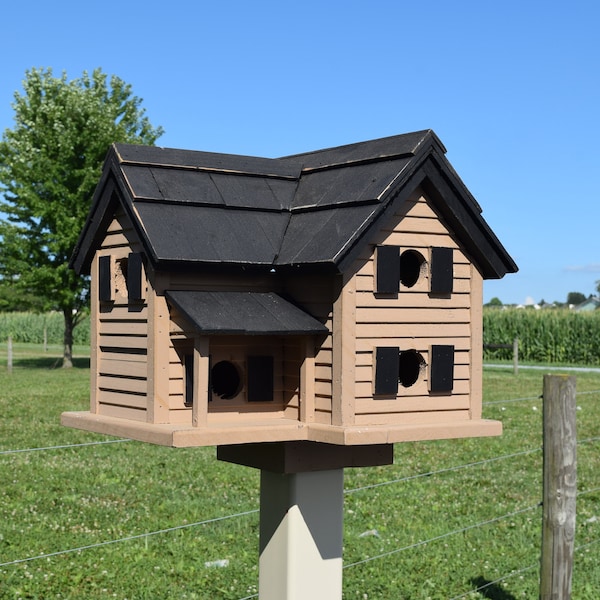 Cottage Birdhouse | Reclaimed Wood | Amish Handmade | Made in USA | Stain & Black