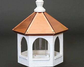 Small bird feeder | Arched bird feeder | Copper or Patina roof | Amish handmade | Made in USA