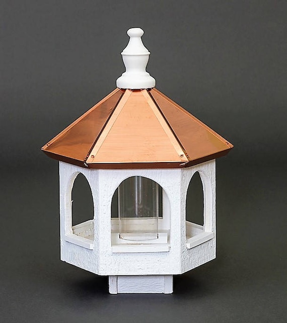 Copper roof Bird Feeder Amish handmade handcrafted copper top Large 21" tall Copper roof Bird Feeder Amish handmade handcrafted copper top Large 21" tall