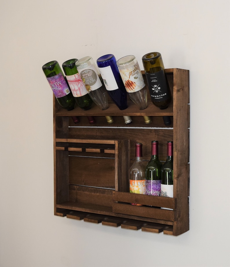 Wine Rack Wall Mounted Rustic Wine Rack Wood Wine Rack Etsy