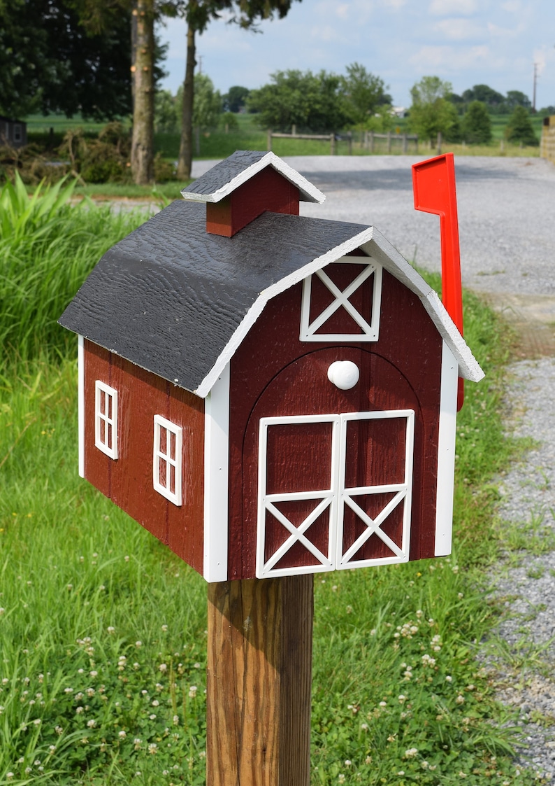 Barn Mailbox Amish Mailbox Amish Handmade Red and White Etsy