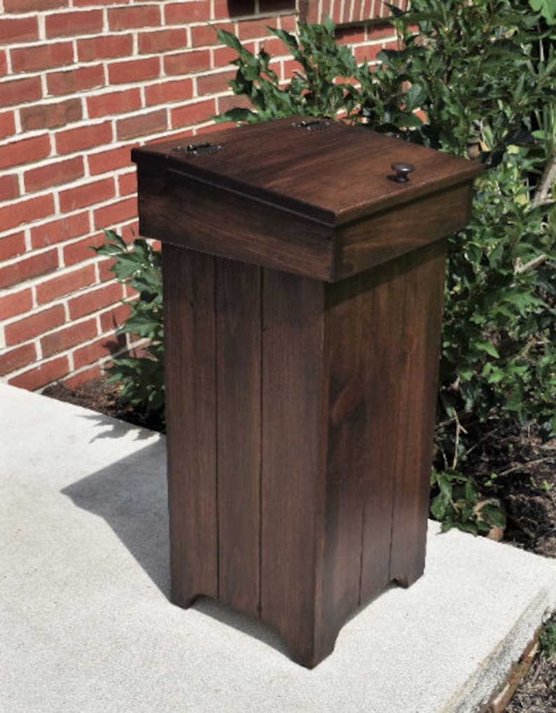 Wood Trash bin tall Trash can Amish handcrafted Trash Bin Etsy