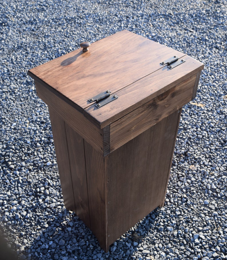 Wood Trash bin tall Trash can Amish handcrafted Trash Bin Etsy