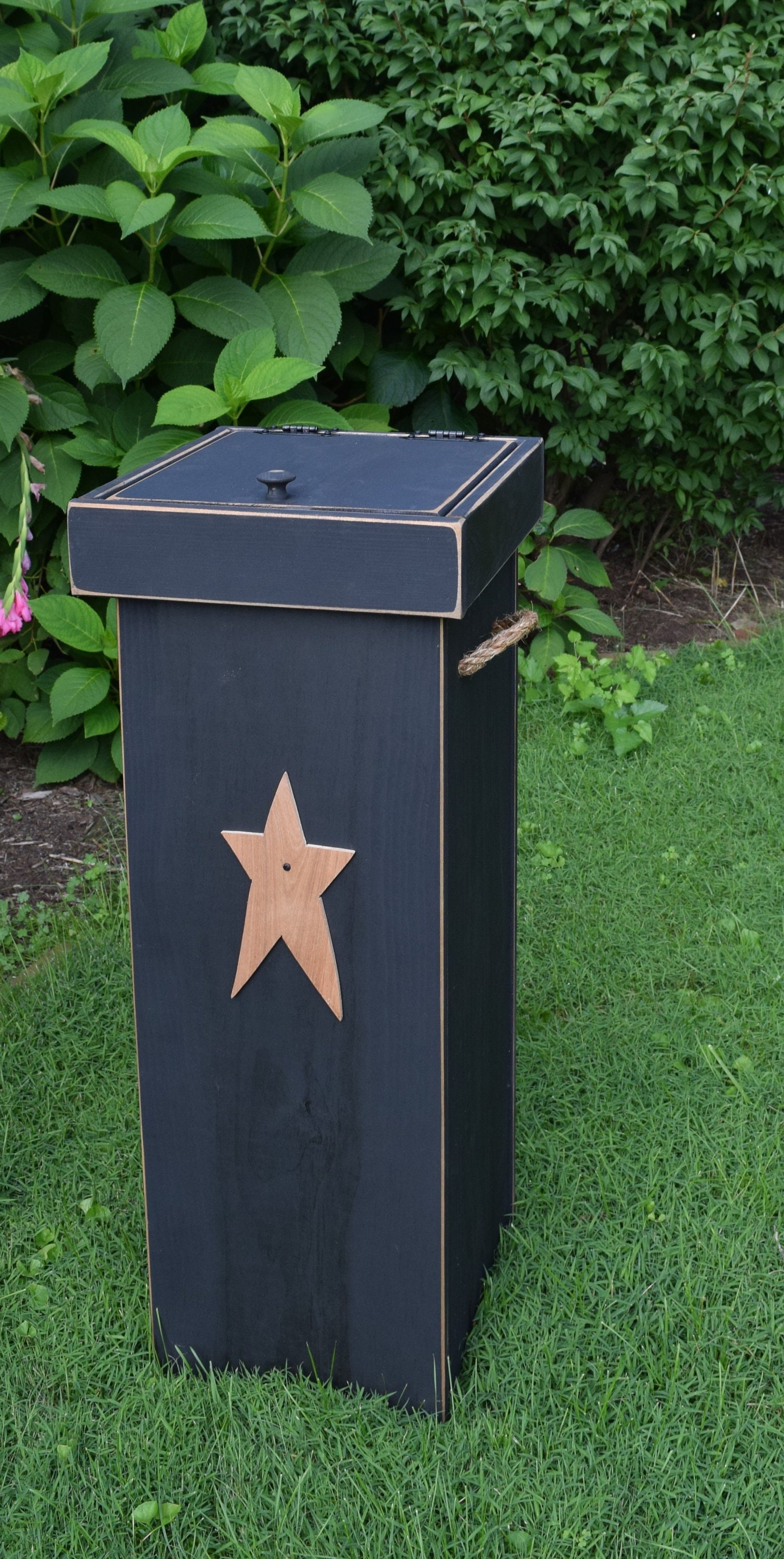 Tall Trash Can Upright Rustic Trash Bin Amish Handmade Made in USA