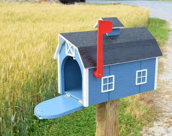 Barn Mailbox | Amish Mailbox | Amish Handmade | Made in USA | Blue