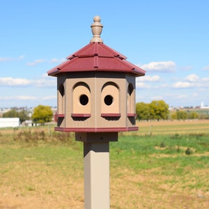 Bird House Poly Gazebo birdhouse 8 holes with 4 rooms Amish Handmade Made in USA small CLAY AND RED