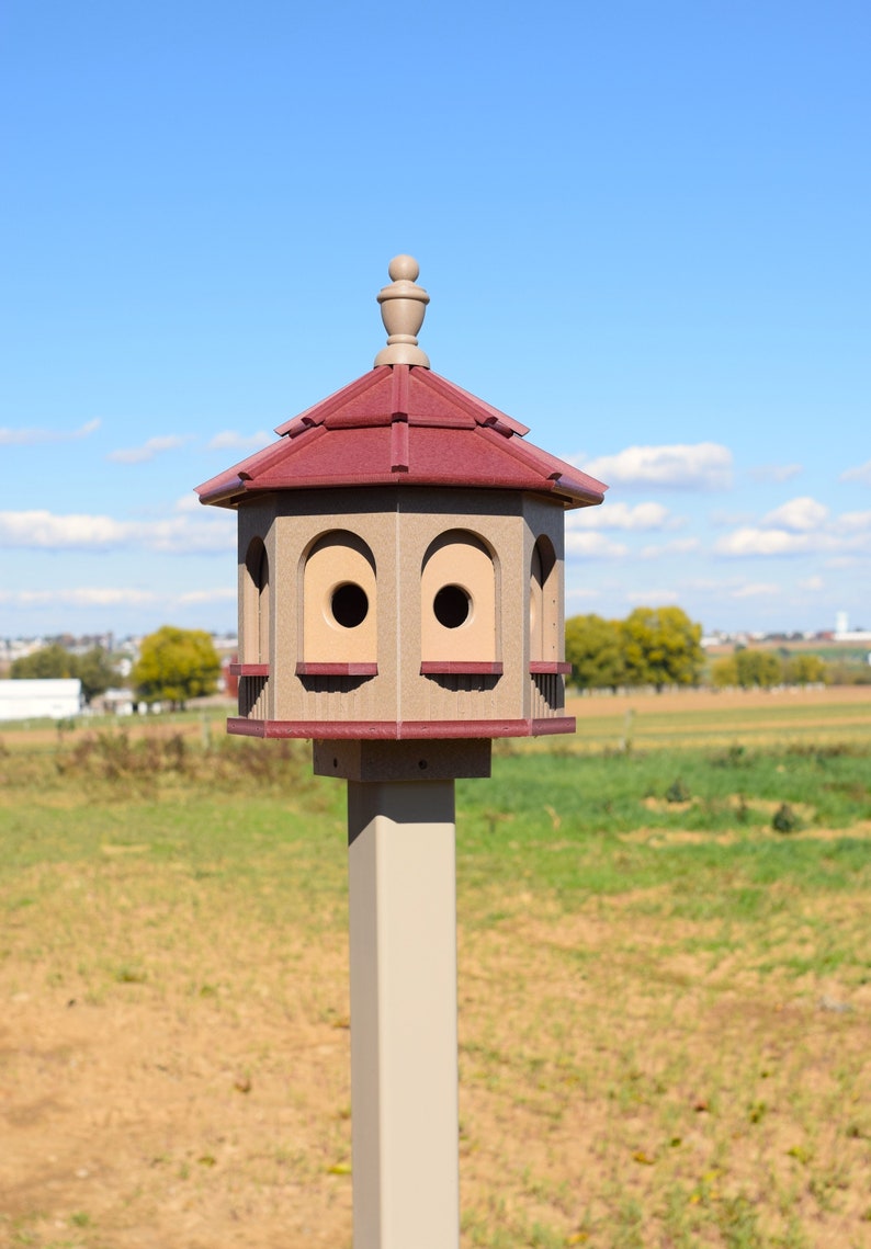 Bird House Poly Gazebo birdhouse 8 holes with 4 rooms Amish Handmade Made in USA small image 5