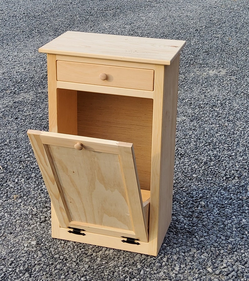 Wood Trash Bin Unfinished Tilt Out Trash Bin Amish Etsy