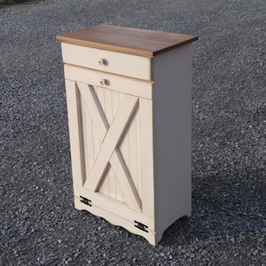 Amish furniture Rustic Trash can Cabinet | Extra Large | Distressed edges| Not smooth Made in USA