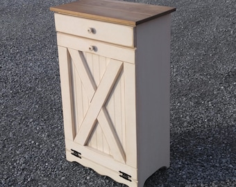 Amish Handmade Rustic Trash Can Cabinet | Extra Large, Distressed Pine