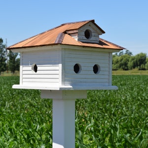 Purple Martin Elegant Martin birdhouse Reclaimed birdhouse Made in USA Amish handmade Copper trim image 1