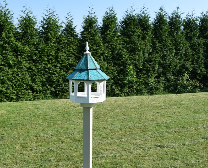 Post not included Patina copper roof Bird Feeder Amish handmade handcrafted Double copper top X-Large 27 inches TALL
