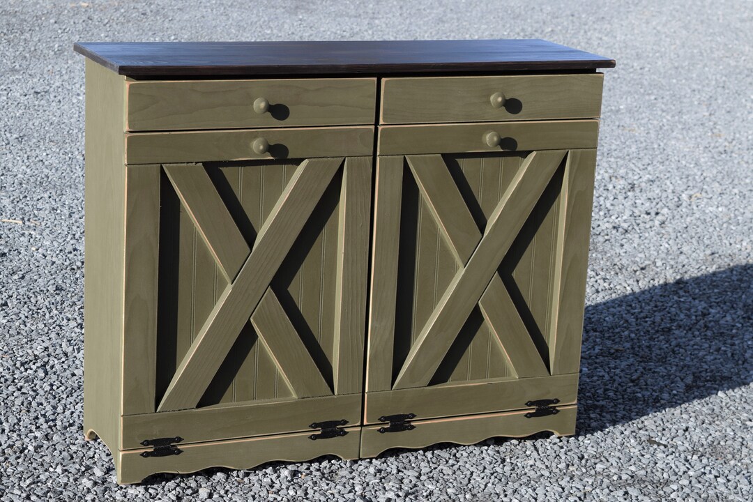 Amish Trash Bin Rustic Trash Can Double Trash Can Etsy