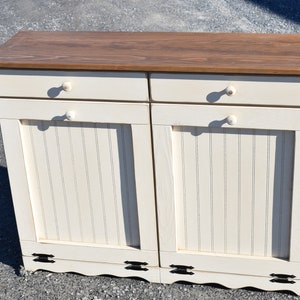 Double Trash Bin cabinet| EXTRA LARGE  Rustic Double trash cabinet | trash can | Amish handmade | Made in USA.50 qt.