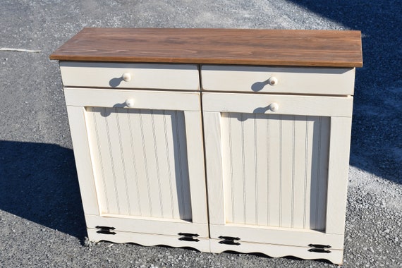 Double Trash Bin Cabinet EXTRA LARGE Rustic Double Trash Cabinet
