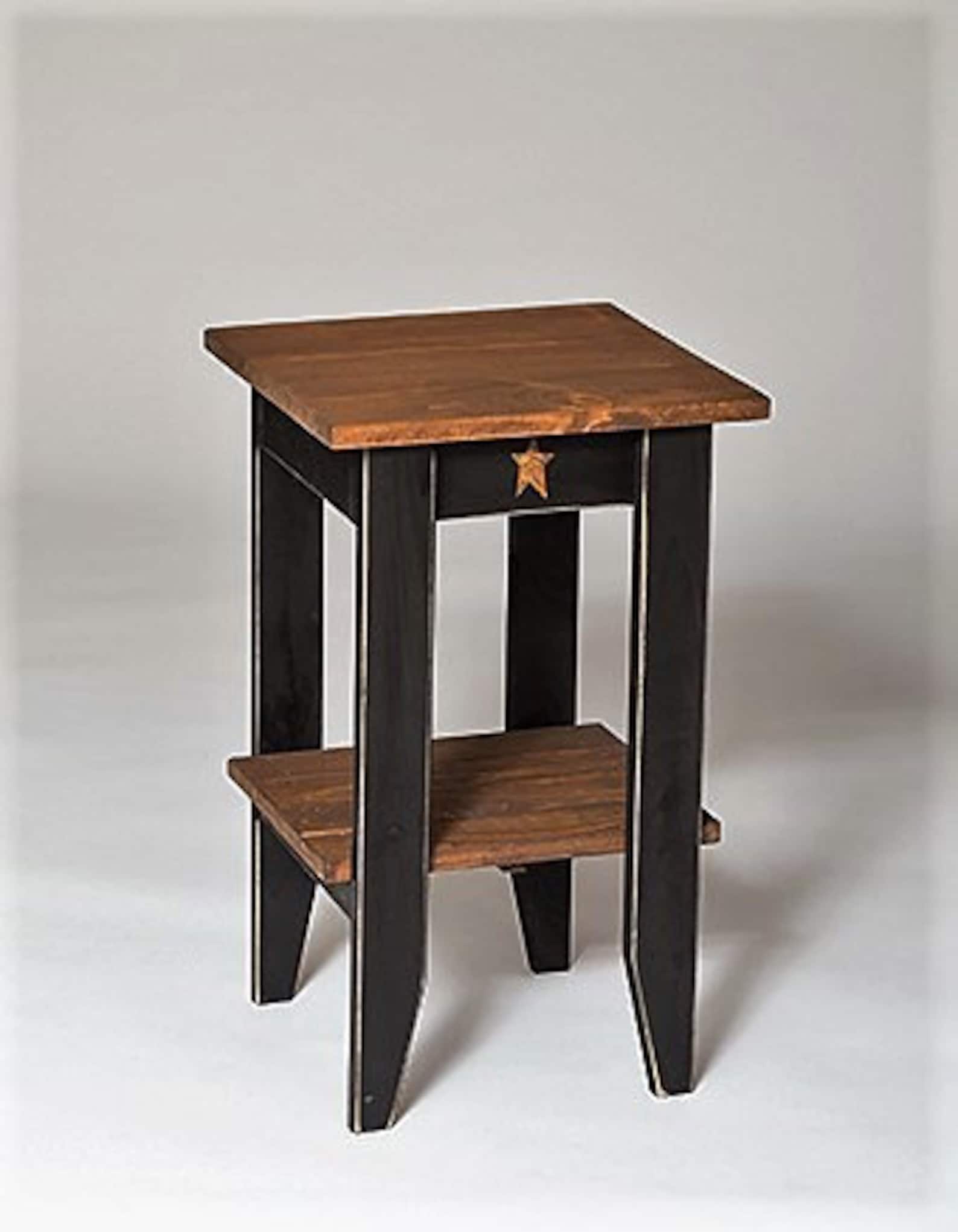 End Table Rustic Square End Table Modern Walnut Stain Amish Etsy