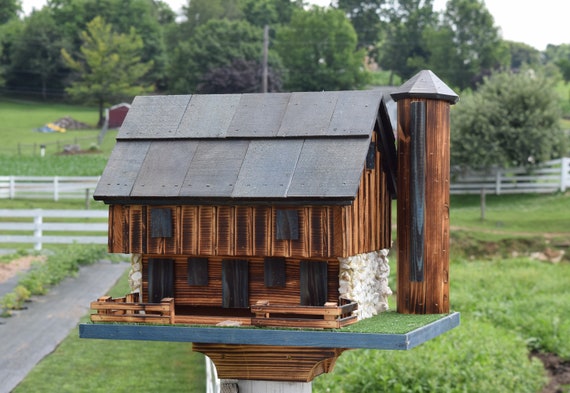 Log Cabin Amish Barn Bird Feeder Extra Large Handcrafted Etsy