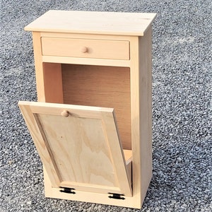 Tash can |  Unfinished trash bin | Shaker door | Amish handmade | Made in USA | NO TRIM