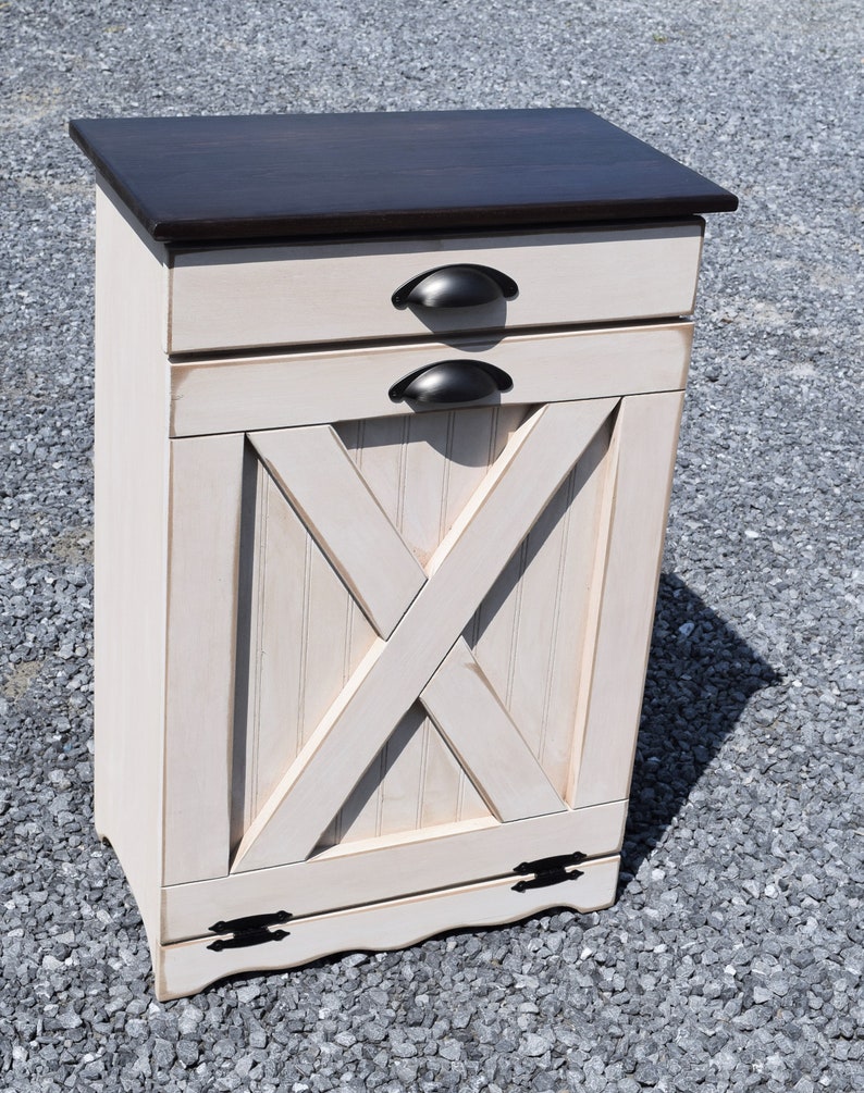 Amish Handmade Tilt-out Trash Can Cabinet | Rustic Pine, USA Made - Etsy