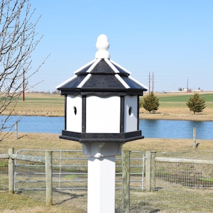 Birdhouse small Gazebo Birdhouse Poly Amish Homemade white and Black| Post not included