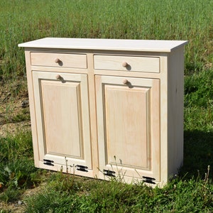 Unfinished trash can | Double trash bin | Amish handmade trash cabinet | Made in USA