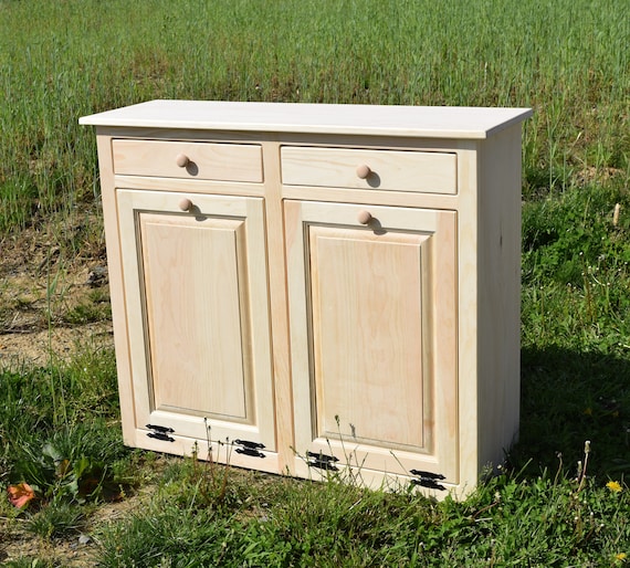 Trash Cabinet Double Trash Bin Tilt Out Door Wood Trash Etsy