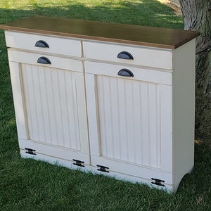 Amish Handmade Double Trash Can Cabinet | Pine Wood, 50 Qt