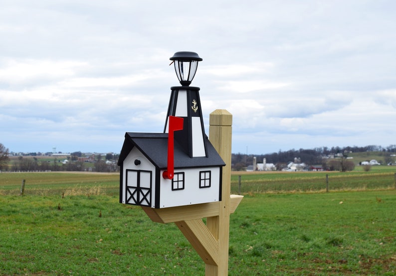 Sandy Hook Solar Lighthouse Amish Mailbox main image 1