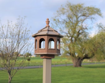 SMALL Poly octagon bird feeder | Premium colors Mahogany & Clay | Amish handmade | Made in USA
