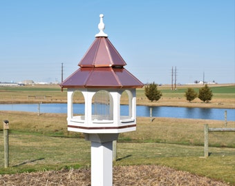 Large double roof bird feeder |Vinyl & Copper | Amish handmade | Made in USA