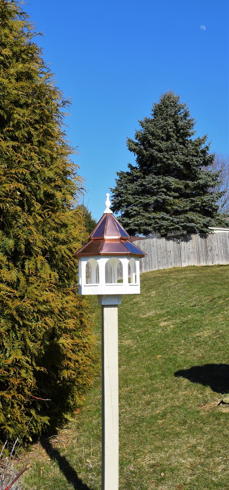 Large Bird Feeder Copper roof bird feeder Double roof bird feeder Amish handmade Made in USA image 5