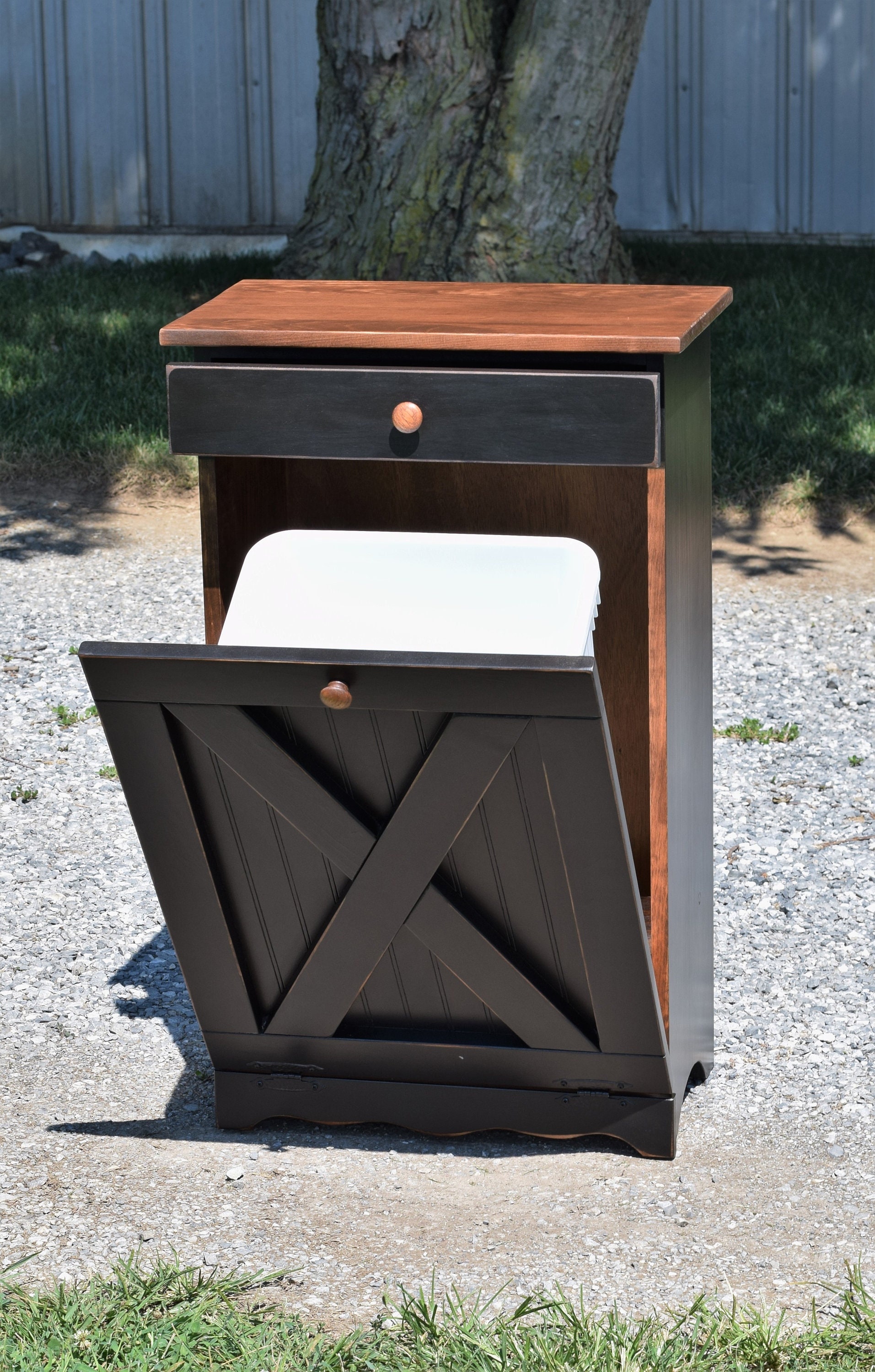 Farmhouse Trash Bin Cabinet from DutchCrafters Amish Furniture