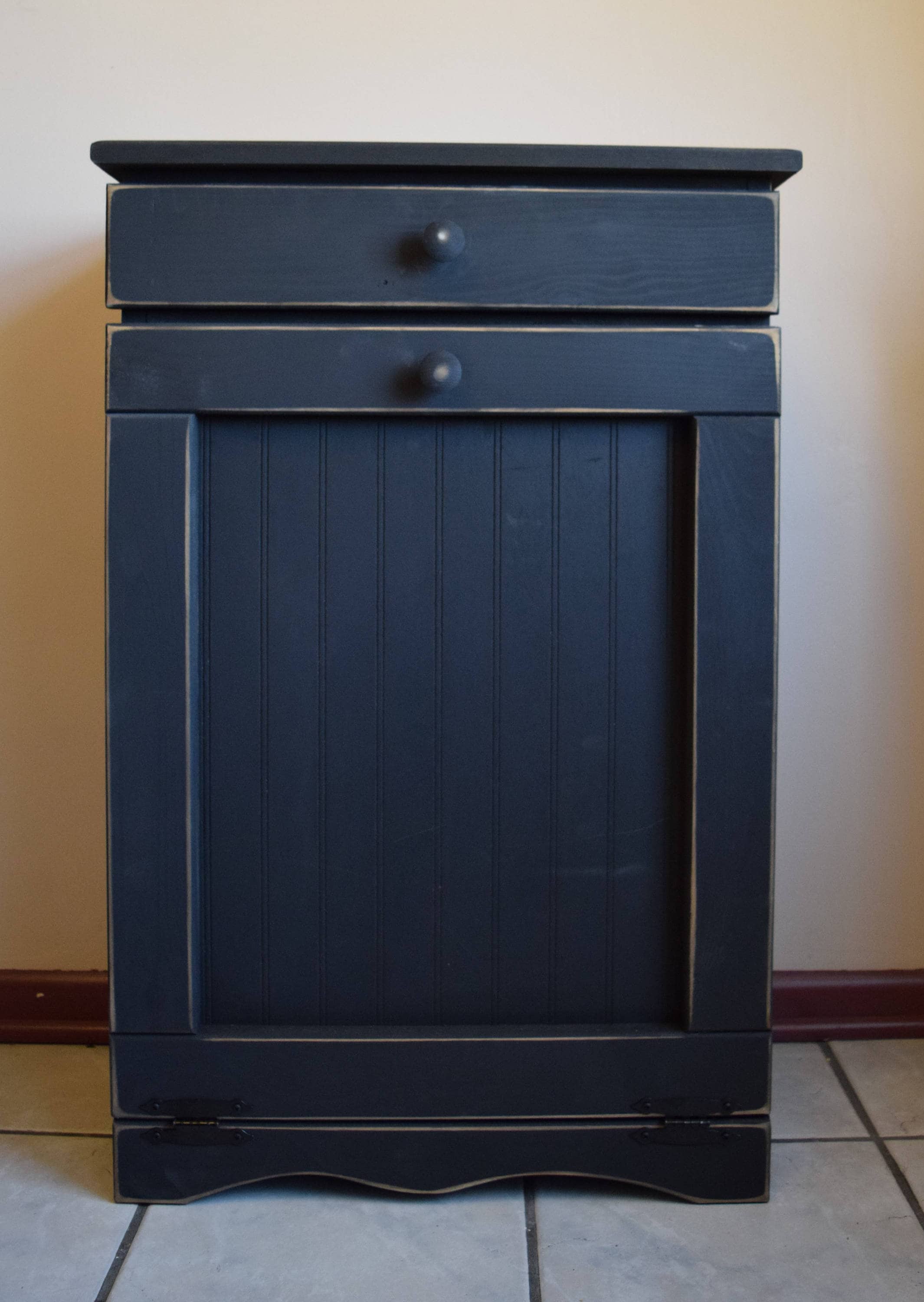 Double TRASH BIN/CABINET with Tin Rustic AMISH Made Solid UNFINISHED PINE 