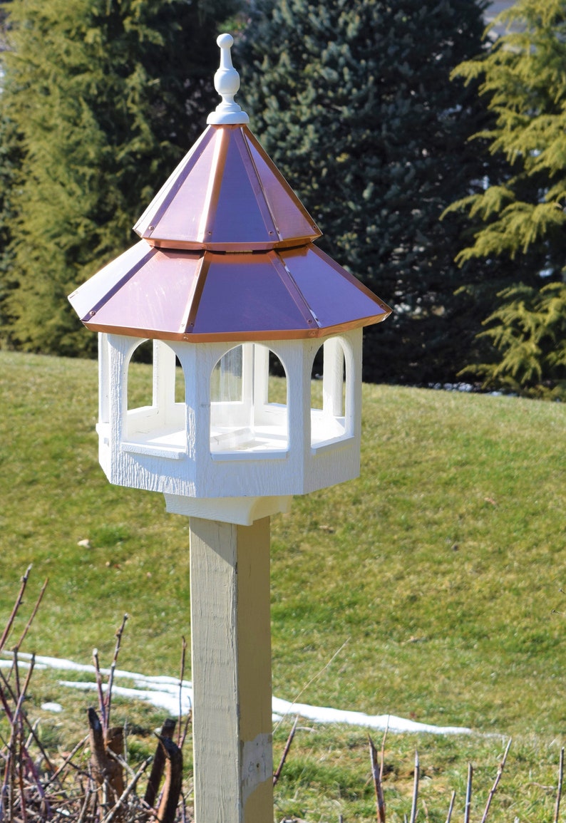 Large Bird Feeder Copper roof bird feeder Double roof bird feeder Amish handmade Made in USA image 4