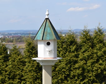 Specht Vogelhaus | Dach Vogelhaus Patina | Vinyl Vogelhaus | Drossel Haus Amish handgefertigt | Hergestellt in den USA