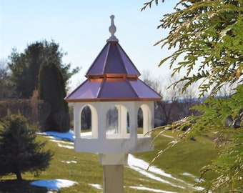 Large Bird Feeder | Copper roof bird feeder | Double roof bird feeder | Amish handmade | Made in USA