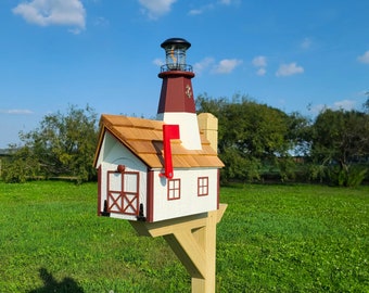 Lighthouse Mailbox | Amish mailbox |  Solar light mailbox | Amish handmade | Made in USA