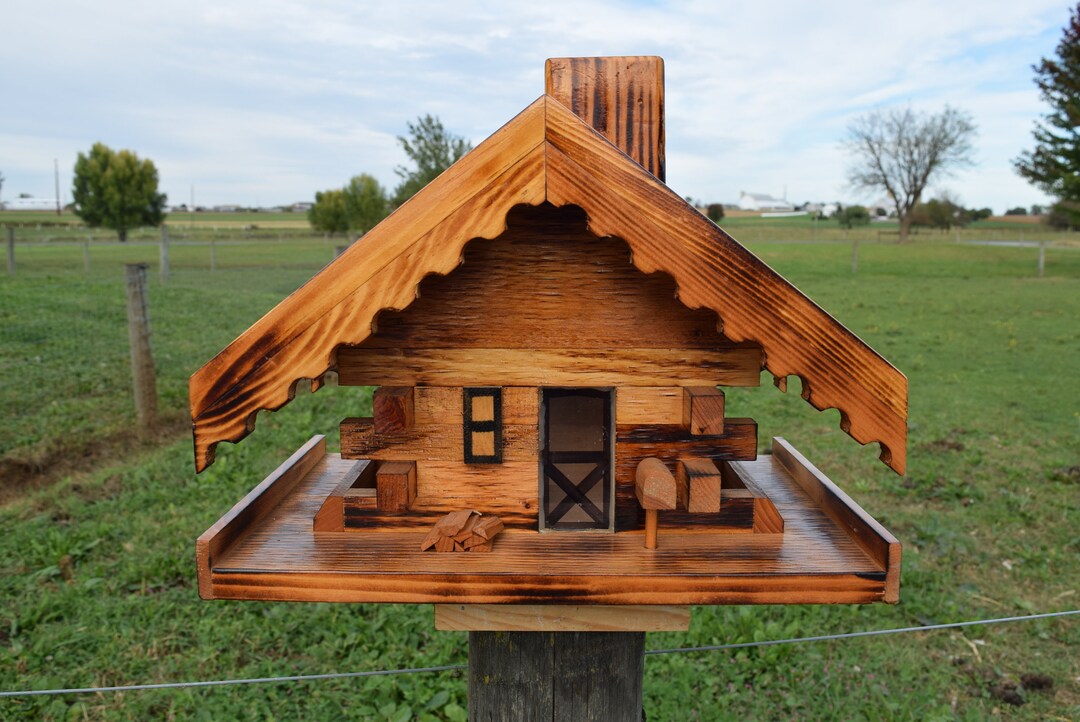 Bird Feeder Log Cabin Bird Feeder Log Cabin Amish Handmade Made in USA