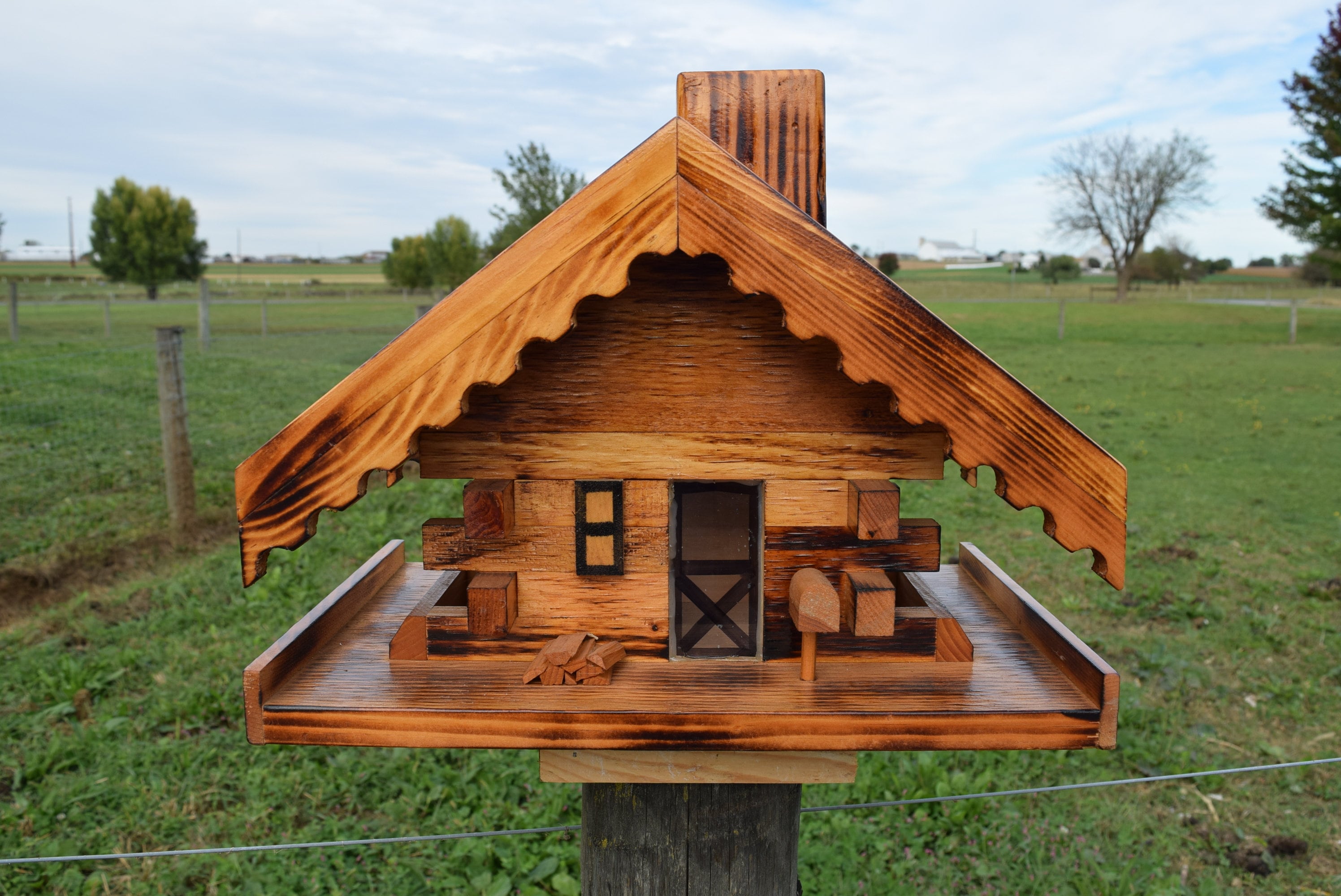 Bird Feeder Log Cabin Bird Feeder Log Cabin Amish Etsy