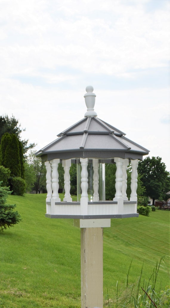 Large Poly Gazebo Bird Feeder Amish Homemade Handcrafted White Etsy